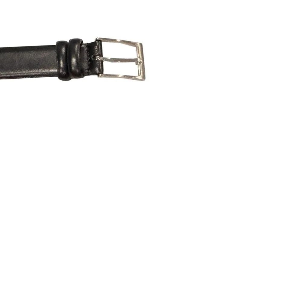 Mens Full Grain Genuine Leather Belt Black‎ Size 46 Silver Buckle